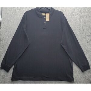 Foundry Polo Shirt Mens 2XL Black Stretch Long Sleeve Relaxed Fit Collar Popover